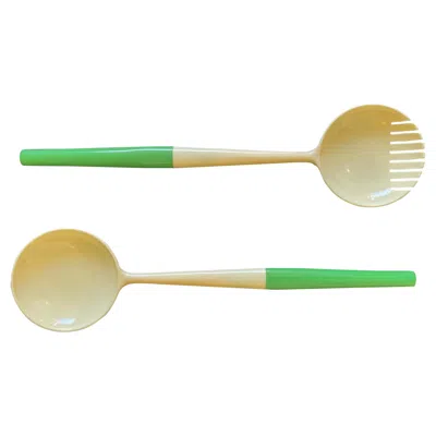Pre-owned Gino Colombini Kartell Salad Spoon & Fork Casalinghi, 1958 Design, , Milan, Italy In Sand