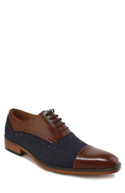 Gino Vitale Cap Toe Oxford In Brown/blue