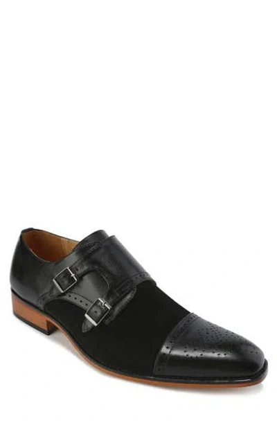 Gino Vitale Double Monk Strap Loafer In Black/black