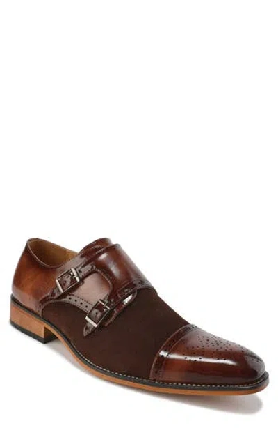 Gino Vitale Double Monk Strap Loafer In Brown/brown