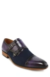 Gino Vitale Double Monk Strap Loafer In Purple/navy