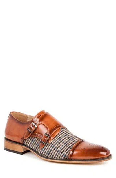 Gino Vitale Houndstooth Monk Shoe In Brown
