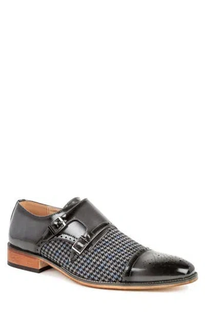 Gino Vitale Houndstooth Monk Shoe In Grey