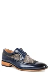 Gino Vitale Houndstooth Wingtip Derby In Blue