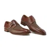 Gino Vitale Monk Strap Herringbone Dress Shoe In Brown