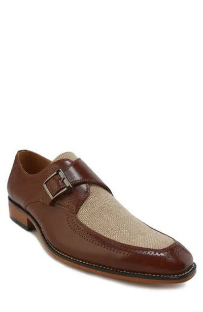 Gino Vitale Moc Toe Monk Strap Loafer In Brown/natural