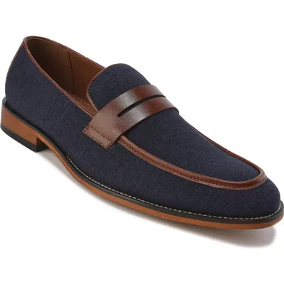 Gino Vitale Moc Toe Penny Slip-on Loafer In Blue