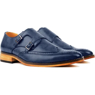 Gino Vitale Monk Strap Shoe In Blue