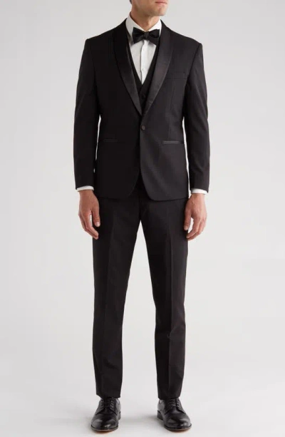 Gino Vitale Premium Slim Fit 3-piece Suit In Black