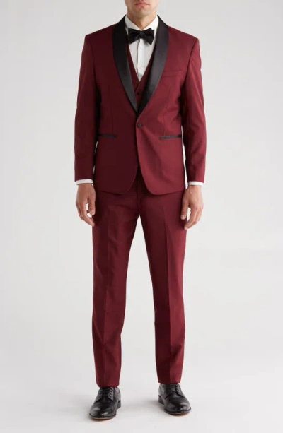 Gino Vitale Premium Slim Fit 3-piece Suit In Burgundy