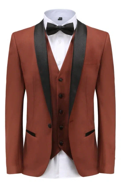 Gino Vitale Premium Slim Fit 3-piece Suit In Copper