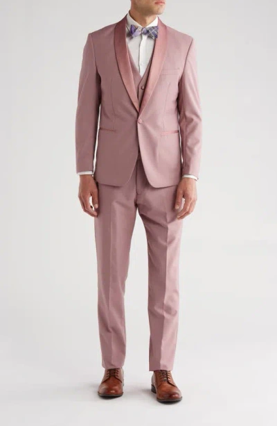 Gino Vitale Premium Slim Fit 3-piece Suit In Dusty Rose