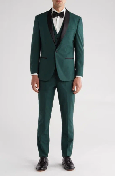 Gino Vitale Premium Slim Fit 3-piece Suit In Hunter Green