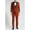 Gino Vitale Premium Slim Fit 3-piece Tuxedo In Rust