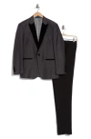 Gino Vitale Satin Trim Tuxedo With Vest In Grey