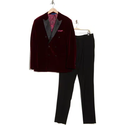 Gino Vitale Slim Fit 2-piece Plaid Suit In Burgundy
