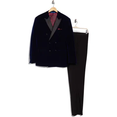 Gino Vitale Slim Fit 2-piece Plaid Suit In Midnight Blue