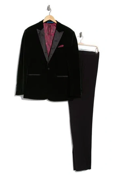 Gino Vitale Slim Fit 2-piece Velvet Suit In Hunter Green