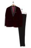 Gino Vitale Two-piece Velvet Shawl Lapel Slim Fit Tuxedo In Burgundy