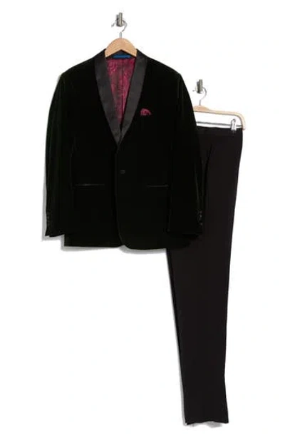 Gino Vitale Two-piece Velvet Shawl Lapel Slim Fit Tuxedo In Hunter Green