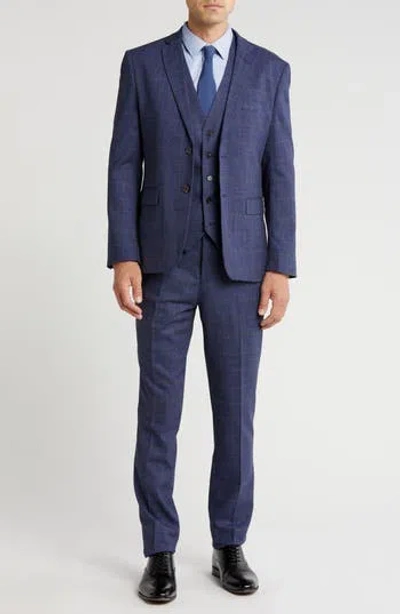 Gino Vitale Slim Fit 3-piece Blue Check Suit