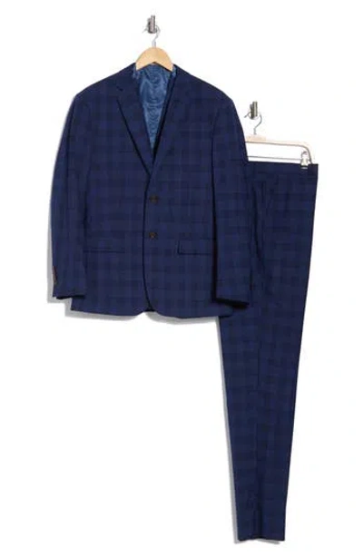 Gino Vitale Slim Fit 3-piece Check Suit In Blue