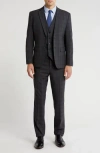 Gino Vitale Slim Fit 3-piece Dark Olive Check Suit In Dark Olive