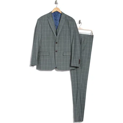 Gino Vitale Slim Fit 3-piece Plaid Suit In Green