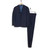 Gino Vitale Slim Fit 3-piece Plaid Suit In Ink Blue
