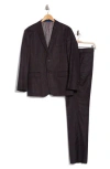 Gino Vitale Slim Fit 3-piece Tailored Check Suit In Black