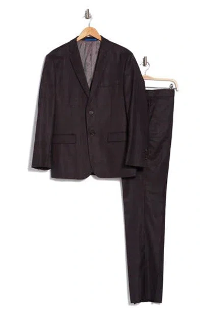 Gino Vitale Slim Fit 3-piece Tailored Check Suit In Black