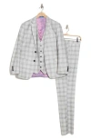 Gino Vitale Slim Fit 3-piece Tailored Check Suit In White