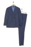 Gino Vitale Slim Fit Check Double Breasted Suit In Charcoal