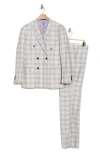 Gino Vitale Slim Fit Check Double Breasted Suit In White