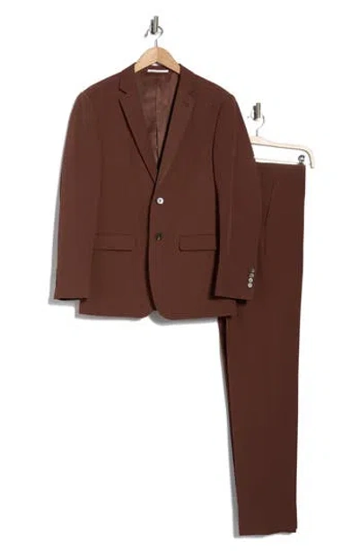 Gino Vitale Slim Fit Four-way Stretch Suit In Brown