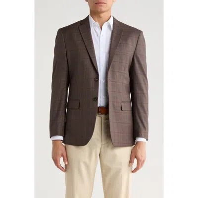 Gino Vitale Slim Fit Plaid Blazer In Brown