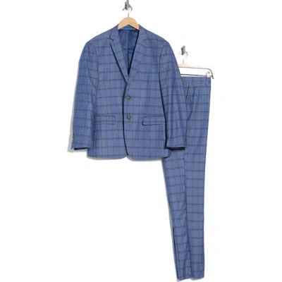 Gino Vitale Slim Fit Plaid Stretch Two-piece Suit In Blue