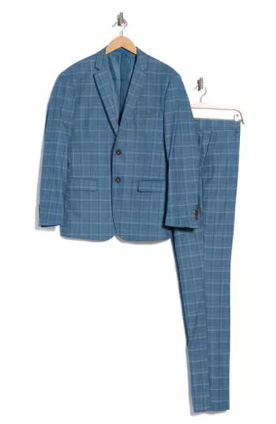 Gino Vitale Slim Fit Plaid Stretch Two-piece Suit In Blue