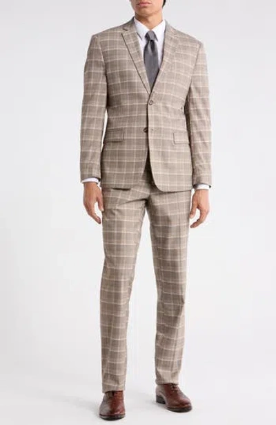 Gino Vitale Slim Fit Plaid Stretch Two-piece Suit In White