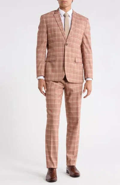 Gino Vitale Slim Fit Plaid Stretch Two-piece Suit In White