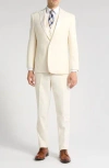 Gino Vitale Slim Fit Satin Peak Lapel 3-piece Tuxedo In Ivory