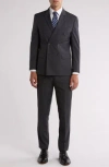 Gino Vitale Slim Fit Solid Double Breasted Suit In Charcoal