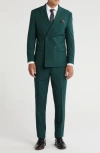 Gino Vitale Slim Fit Solid Double Breasted Suit In Hunter Green