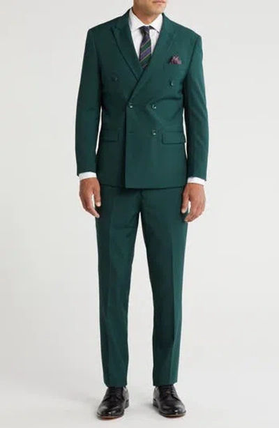 Gino Vitale Slim Fit Solid Double Breasted Suit In Hunter Green