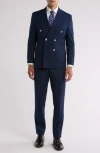 Gino Vitale Slim Fit Solid Double Breasted Suit In Navy