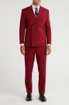 Gino Vitale Slim Fit Solid Double Breasted Suit In Red