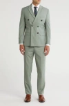 Gino Vitale Slim Fit Solid Double Breasted Suit In Sage