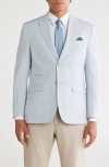 Gino Vitale Slim Fit Solid Linen Blend Blazer In Blue
