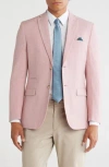 Gino Vitale Slim Fit Solid Linen Blend Blazer In Pink