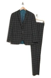 Gino Vitale Slim Fit Stretch Windowpane Three-piece Suit In Charcoal